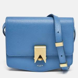 Alaia Blue Leather Small Le Papa Shoulder Bag