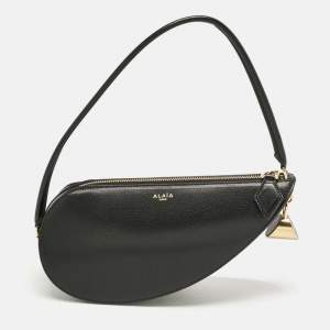 Pre Owned Alaia Black Leather Le Demi-Coeur Shoulder Bag