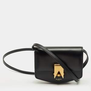 Pre Owned Alaia Black Leather Mini Le Papa Shoulder Bag