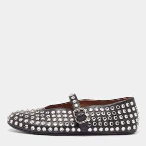 Alaia Black Leather Angele Ballet Flats Size 39