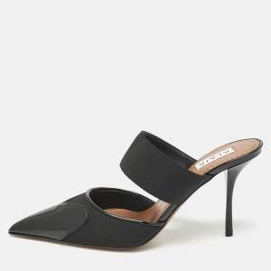 Alaia Black Patent Leather and Grosgrain Le Coeur Mules Size 39