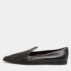 Alaia Black Leather Slip On Loafers Size 39