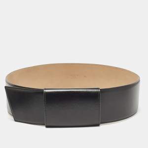 Alaia Black Leather Waist Belt 85 CM