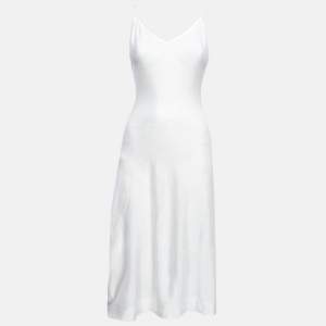 Alaia White Pinhole Pattern Knit Sleeveless Mini Dress L