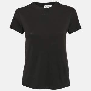 Alaia Black Logo Embroidered Cotton T-Shirt M