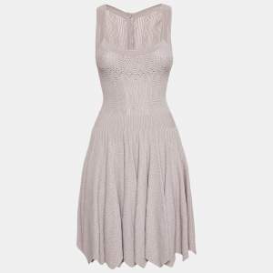 Alaia Light Purple Patterned Knit Sleeveless Short Dress L