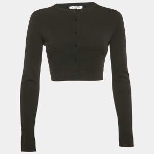 Alaia Black Knit Button Front Cardigan Cropped Cardigan M