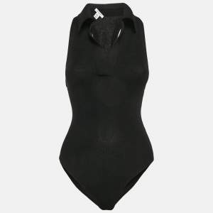Alaia Black Pique Sleeveless Bodysuit S