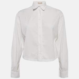 Alaia White Cotton Long Sleeve Crop Shirt M