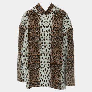 Alaia Brown Printed Leopard Hoodie XS