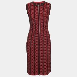 Alaia Red Stripe Textured Knit Sleeveless Short Dress M