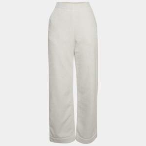 Alaia White Terry Cotton Straight Leg Track Pants S