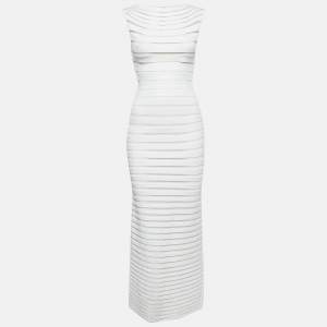 Alaia White Jersey Layered Long Bodycon Dress S