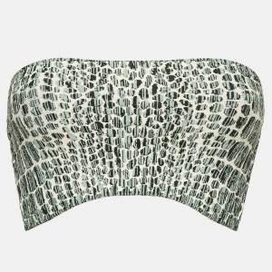 Alaia Grey Croc-Pattern Stretch Knit Bandeau Top S