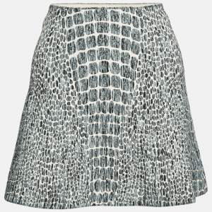 Alaia Grey Croc-Pattern Textured Knit Mini Skirt S