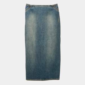 Alaïa Blue Faded Denim Pencil Skirt XS Waist 23"