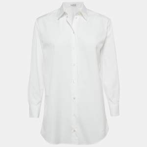 Pre Owned Alaia White Poplin Double Cuff Long Sleeve Shirt S