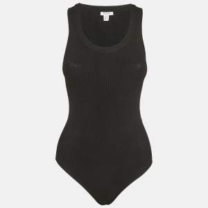 Pre Owned Alaia Black Rib Knit Tank Bodysuit S