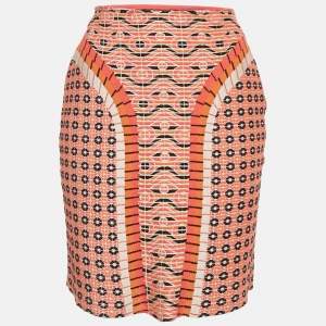 Pre Owned Alaia Multicolor Jacquard Patterned Knit Short Skirt M