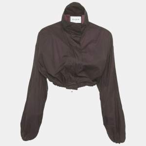 Pre Owned Alaia Burgundy  Polyester Button Front Crop Jacket S