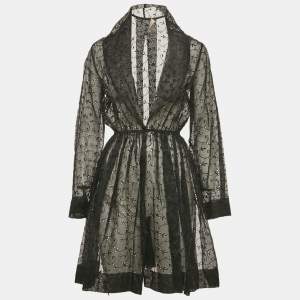 مملوكة مسبقًا Alaia Black Schiffli Sheer Short Dress S