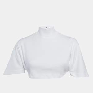 مملوكة مسبقًا Alaia White Jersey Crop Polo T-Shirt XS