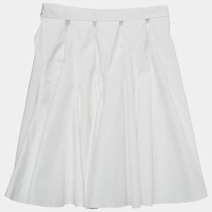 Pre Owned تنورة ميني واسعة علايا قطن أبيض مقطع مقاس صغير