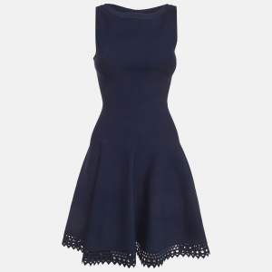 Pre Owned فستان قصير علايا أحمر نسيج مطاطي واسع مقاس صغير