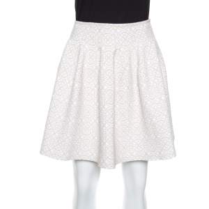 Alaia Beige Lurex Jacquard Patterned High Waist Mini Skirt M