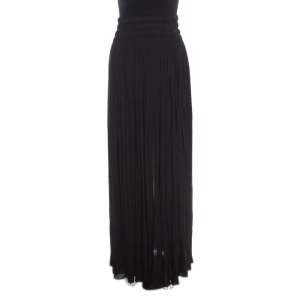 Alaia Black Stretch Shirred Elasticized Waist Maxi Skirt S