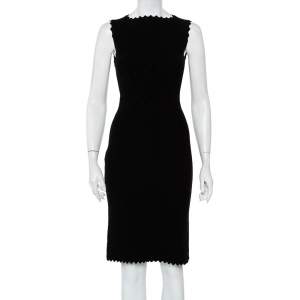 Alaia Black Jacquard Knit Sleeveless Midi Dress M