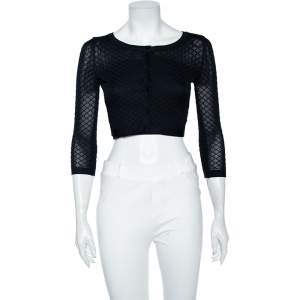 Alaia Black Knit Button Front Cropped Cardigan S