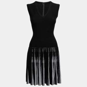 Pre Owned Alaia Black Wool Knit Sleeveless Flared Dress M