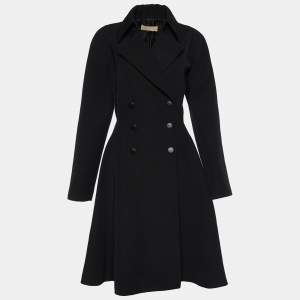 Pre Owned Alaia Black Wool Gabardine Flared Double Breasted Princess Coat L