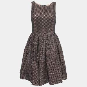 Alaia Black Patterned Cotton Sleeveless Fit & Flare Dress M