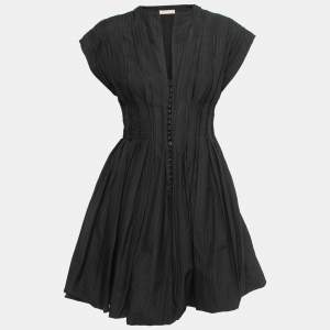 Alaia Black Wool Blend Corset Flare Mini Dress M