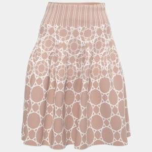 Alaia Pink Jacquard Knit Flare Skirt M