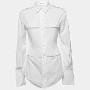 Alaia White Cotton Corset Detail Shirt M