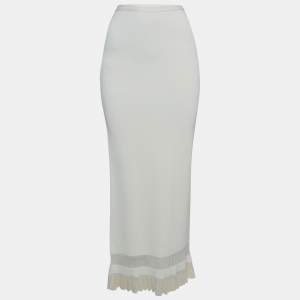 Alaia Off White Knit Fitted Maxi Skirt M