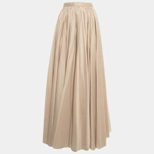 Alaia Brown Cotton Gathered Maxi Skirt S