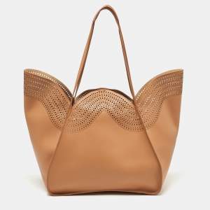 Alaia Brown Vienne Laser Cut Leather Large Lili Tote