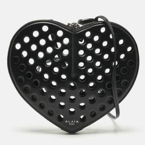 Alaia Black Leather Le Coeur Shoulder Bag