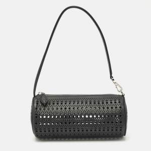 مملوكة مسبقًا Alaia Black Perforated Leather Tube Shoulder Bag