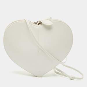 مملوكة مسبقًا Alaia White Leather Le Coeur Crossbody Bag