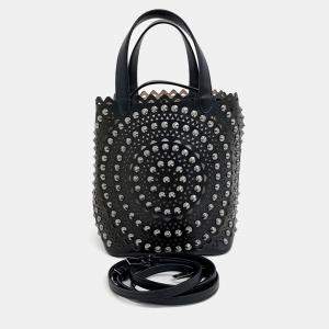 Pre Owned Alaia Black Leather Laser Cut Bucket Bag