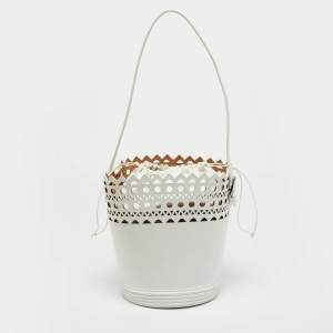 Pre Owned Alaia White Leather 1992 Edition Vienne Bucket Bag