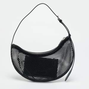 Pre Owned Alaia Demi Lune Black Mesh Nylon Shoulder Bag