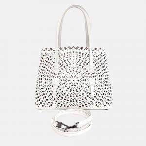 Pre Owned Alaia White Leather Laser Cut Mina Bag