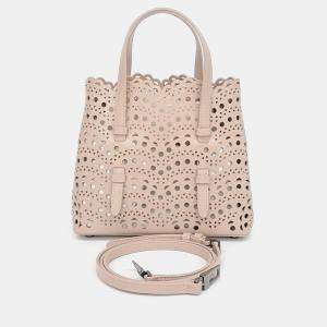 Pre Owned Alaia Beige Leather Laser Cut Mina Bag 20
