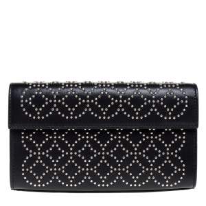 Alaia Black Leather Studded Clutch